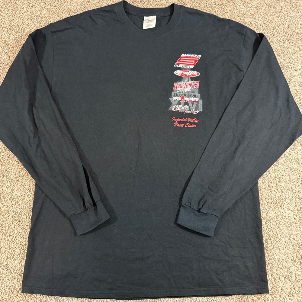 Port and Company Long Sleeve T-Shirt Mens 2XL Black Good Super Bowl XLVI Graphic